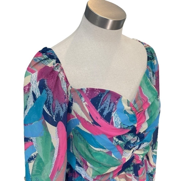 Flying Tomato Women Top Close To Me Floral Smocked Sweetheart Neckline Sz. L - Picture 4 of 11